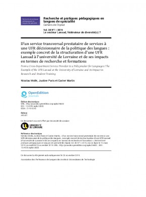 Recherche Et Pratiques Pedagogiques En Langues De Specialite-cahiers De L Apliut期刊